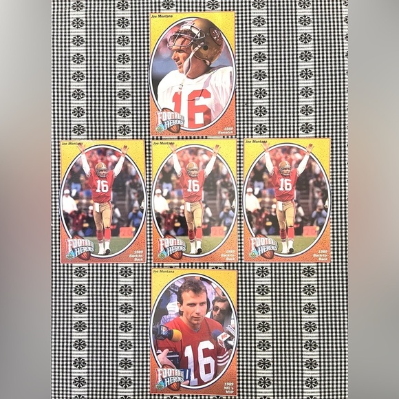 5 JOE MONTANA 1980s Upper Deck Football Heroes Box Bottom Cards 5x7” Blank Back - Picture 3 of 4